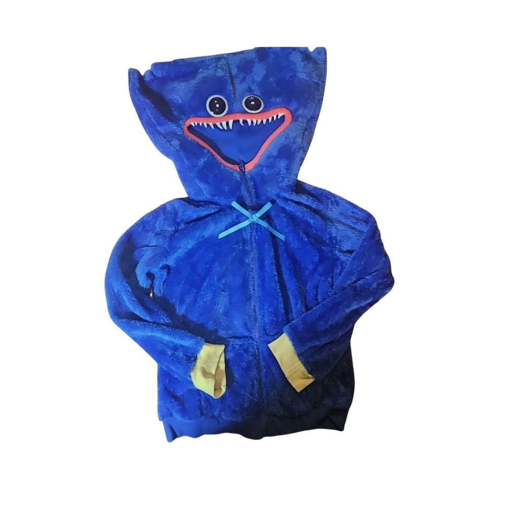 Poppy Playtime Huggy Wuggy Hooded Sweatshirt Costume Medium Plush Zip Jacket